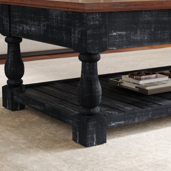 English Elm Retro Solid Wood Lift Top Coffee Table with Hidden Storage and Open Lower Shelf W1445P362857