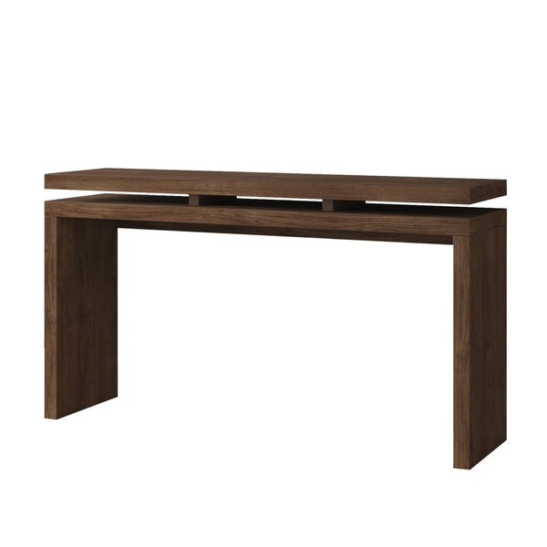 English Elm 60'' Farmhouse Console Table Distressed Solid Wood Two Open Shelves Entryway Accent W1445P482274
