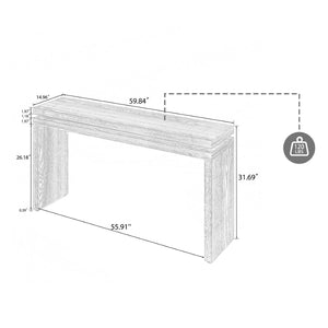 English Elm 60'' Farmhouse Console Table Distressed Solid Wood Two Open Shelves Entryway Accent W1445P482274