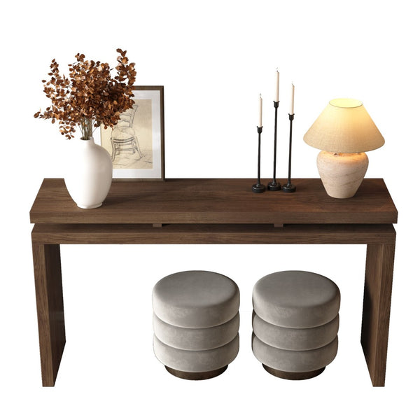English Elm 60'' Farmhouse Console Table Distressed Solid Wood Two Open Shelves Entryway Accent W1445P482274