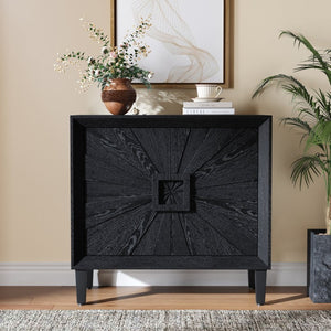 English Elm Mid-century Sunburst Credenza with Tapered Legs and Adjustable Shelf for Small Spaces W1445P492494