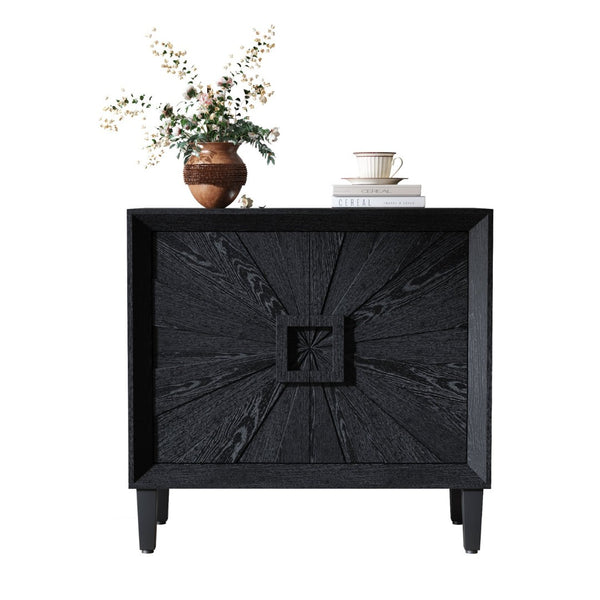 English Elm Mid-century Sunburst Credenza with Tapered Legs and Adjustable Shelf for Small Spaces W1445P492494