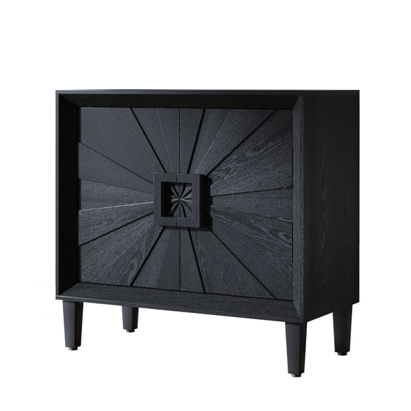 English Elm Mid-century Sunburst Credenza with Tapered Legs and Adjustable Shelf for Small Spaces W1445P492494