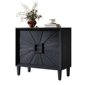 English Elm Mid-century Sunburst Credenza with Tapered Legs and Adjustable Shelf for Small Spaces W1445P492494