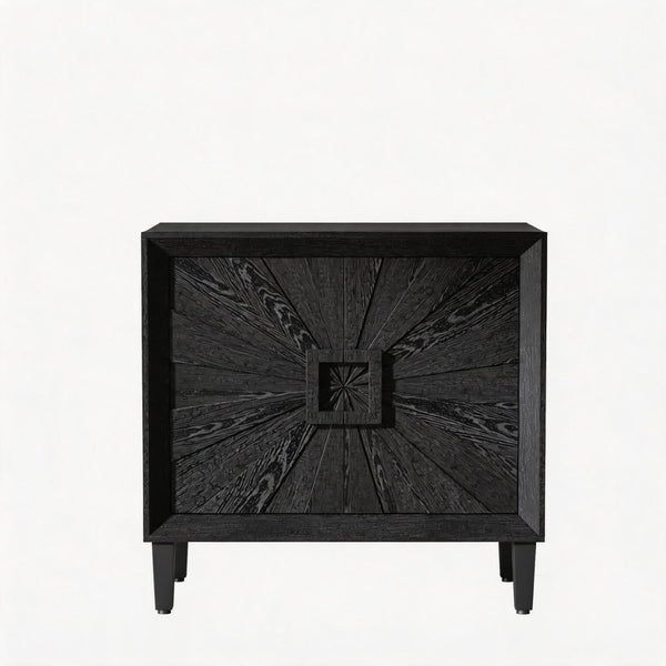English Elm Mid-century Sunburst Credenza with Tapered Legs and Adjustable Shelf for Small Spaces W1445P492494