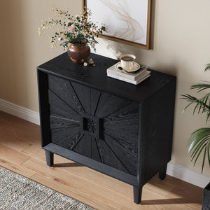 English Elm Mid-century Sunburst Credenza with Tapered Legs and Adjustable Shelf for Small Spaces W1445P492494
