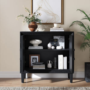 English Elm Mid-century Sunburst Credenza with Tapered Legs and Adjustable Shelf for Small Spaces W1445P492494