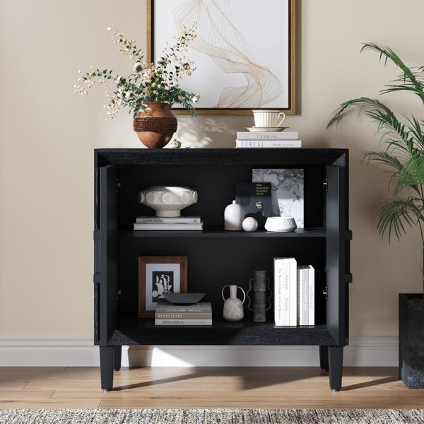 English Elm Mid-century Sunburst Credenza with Tapered Legs and Adjustable Shelf for Small Spaces W1445P492494