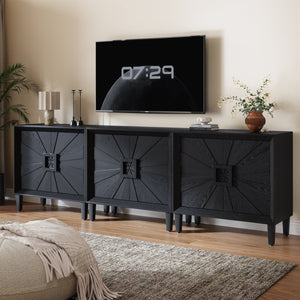 English Elm Mid-century Sunburst Credenza with Tapered Legs and Adjustable Shelf for Small Spaces W1445P492494