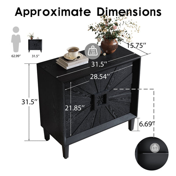 English Elm Mid-century Sunburst Credenza with Tapered Legs and Adjustable Shelf for Small Spaces W1445P492494