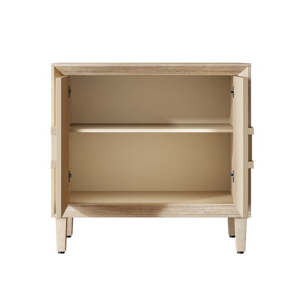 English Elm Mid-century Sunburst Credenza with Tapered Legs and Adjustable Shelf for Small Spaces Antique Natural W1445P492495