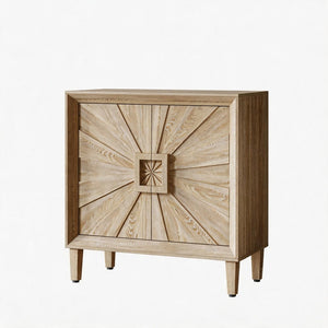 English Elm Mid-century Sunburst Credenza with Tapered Legs and Adjustable Shelf for Small Spaces Antique Natural W1445P492495