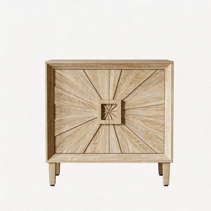 English Elm Mid-century Sunburst Credenza with Tapered Legs and Adjustable Shelf for Small Spaces Antique Natural W1445P492495