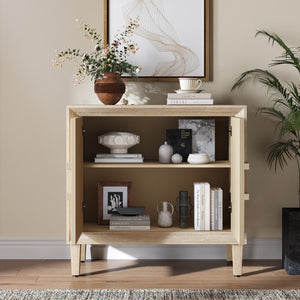 English Elm Mid-century Sunburst Credenza with Tapered Legs and Adjustable Shelf for Small Spaces Antique Natural W1445P492495