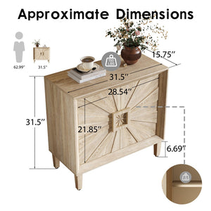 English Elm Mid-century Sunburst Credenza with Tapered Legs and Adjustable Shelf for Small Spaces Antique Natural W1445P492495