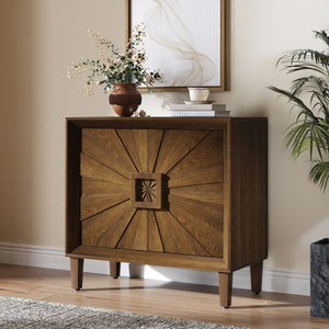 English Elm Mid-century Sunburst Credenza with Tapered Legs and Adjustable Shelf for Small Spaces Antique Brown W1445P492496