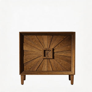 English Elm Mid-century Sunburst Credenza with Tapered Legs and Adjustable Shelf for Small Spaces Antique Brown W1445P492496