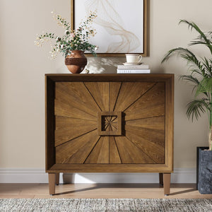 English Elm Mid-century Sunburst Credenza with Tapered Legs and Adjustable Shelf for Small Spaces Antique Brown W1445P492496