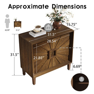 English Elm Mid-century Sunburst Credenza with Tapered Legs and Adjustable Shelf for Small Spaces Antique Brown W1445P492496