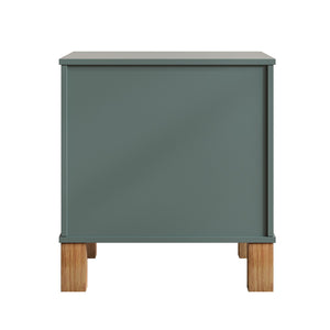 English Elm 2 Drawer Nightstand Fluted Mdf Body Solid Wood Legs Sleek Metal Handles Compact Bedside Storage Blue W1445P494002