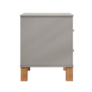 English Elm 2 Drawer Nightstand Fluted Mdf Body Solid Wood Legs Sleek Metal Handles Compact Bedside Storage Gray W1445P494005