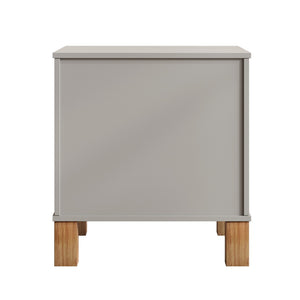 English Elm 2 Drawer Nightstand Fluted Mdf Body Solid Wood Legs Sleek Metal Handles Compact Bedside Storage Gray W1445P494005