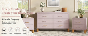 English Elm 2 Drawer Nightstand Fluted Mdf Body Solid Wood Legs Sleek Metal Handles Compact Bedside Storage Pink W1445P494006
