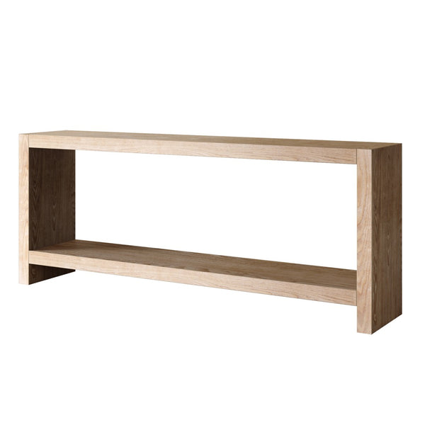 English Elm 63-inch Farmhouse Sofa Table Two Tier Wood Veneer Entryway Console for Living Room Natural+Rustic W1445P502627