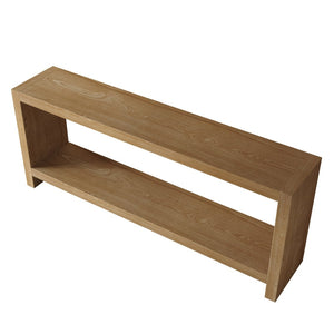English Elm 63-inch Farmhouse Sofa Table Two Tier Wood Veneer Entryway Console for Living Room Light Brown W1445P502628