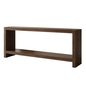 English Elm 63-inch Farmhouse Sofa Table Two Tier Wood Veneer Entryway Console for Living Room Rustic Brown W1445P502629