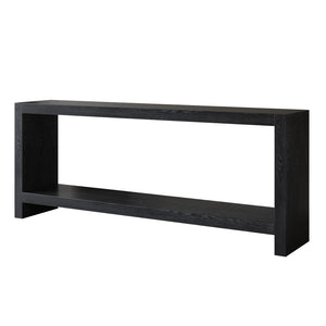 English Elm 63-inch Farmhouse Sofa Table Two Tier Wood Veneer Entryway Console for Living Room Black W1445P502630