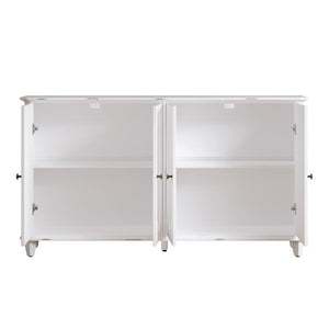 English Elm Vintage Farmhouse Sideboard with Curved Panel Doors Distressed White Entryway Credenza Antique White W1445P503519