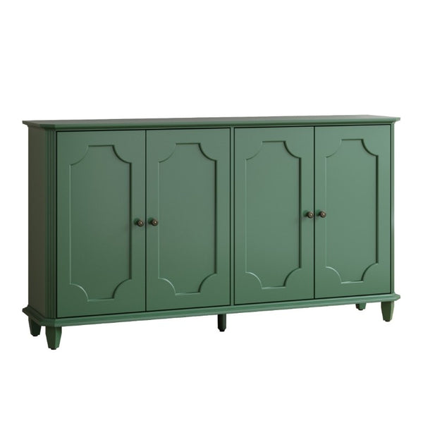 English Elm Green Sage Farmhouse Credenza with Four Raised Panel Doors and Carved Tapered Legs Green W1445P503521