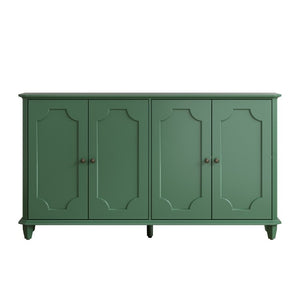 English Elm Green Sage Farmhouse Credenza with Four Raised Panel Doors and Carved Tapered Legs Green W1445P503521