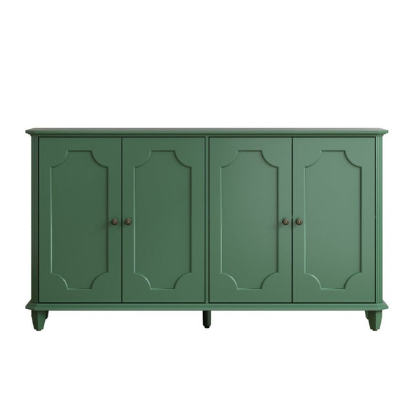 English Elm Green Sage Farmhouse Credenza with Four Raised Panel Doors and Carved Tapered Legs Green W1445P503521