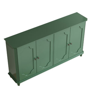 English Elm Green Sage Farmhouse Credenza with Four Raised Panel Doors and Carved Tapered Legs Green W1445P503521