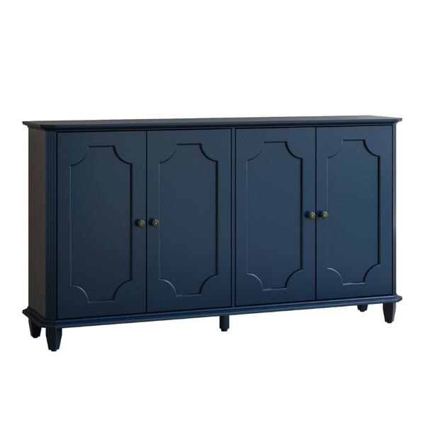 English Elm Green Sage Farmhouse Credenza with Four Raised Panel Doors and Carved Tapered Legs Blue W1445P503522