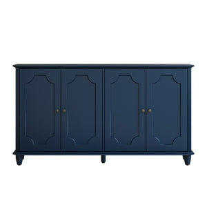 English Elm Green Sage Farmhouse Credenza with Four Raised Panel Doors and Carved Tapered Legs Blue W1445P503522