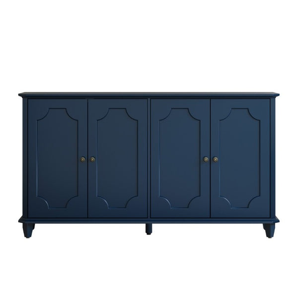English Elm Green Sage Farmhouse Credenza with Four Raised Panel Doors and Carved Tapered Legs Blue W1445P503522
