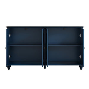 English Elm Green Sage Farmhouse Credenza with Four Raised Panel Doors and Carved Tapered Legs Blue W1445P503522