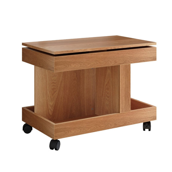 English Elm Small Rolling Coffee Table with Rotating Top Two Tier Shelf for Living Room Bedroom W1445P513973