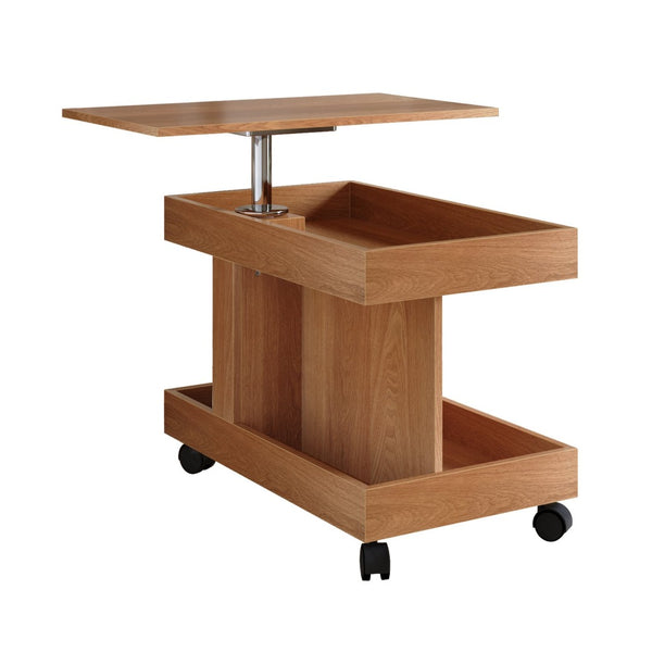 English Elm Small Rolling Coffee Table with Rotating Top Two Tier Shelf for Living Room Bedroom W1445P513973