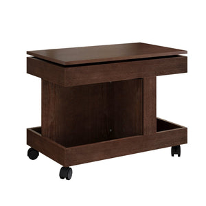 English Elm Small Rolling Coffee Table with Rotating Top Two Tier Shelf for Living Room Bedroom Walnut Brown W1445P513974