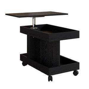 English Elm Small Rolling Coffee Table with Rotating Top Two Tier Shelf for Living Room Bedroom Black W1445P513975