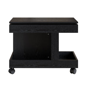 English Elm Small Rolling Coffee Table with Rotating Top Two Tier Shelf for Living Room Bedroom Black W1445P513975