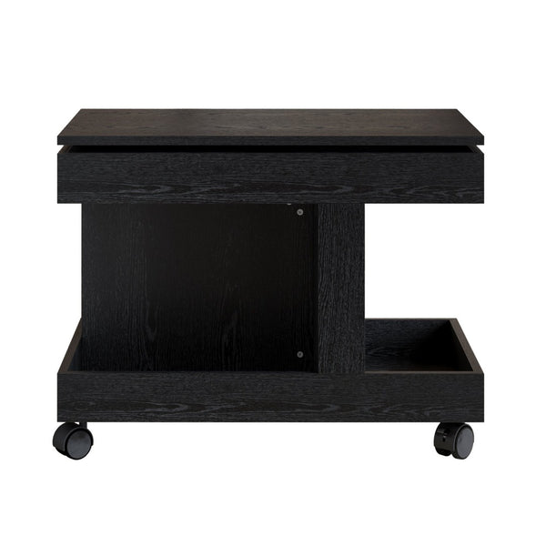 English Elm Small Rolling Coffee Table with Rotating Top Two Tier Shelf for Living Room Bedroom Black W1445P513975