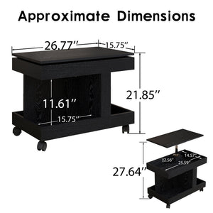 English Elm Small Rolling Coffee Table with Rotating Top Two Tier Shelf for Living Room Bedroom Black W1445P513975