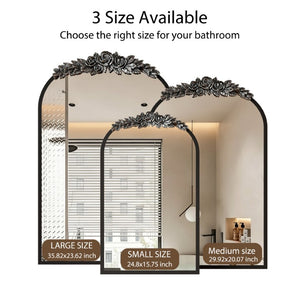 English Elm Vintage Carved Arch Medicine Cabinet with Mirror Solid Wood Farmhouse Bathroom Storage W1445P531601