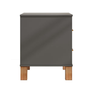 English Elm 2 Drawer Nightstand Fluted MDF Body Solid Wood Legs Sleek Metal Pulls Bedside Storage Matte Gray W1445P586098