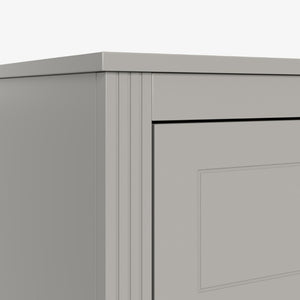 English Elm 6-Drawer Mid-Century Dresser with Solid Wood Legs Gray Finish and Metal Handles W1445S00008